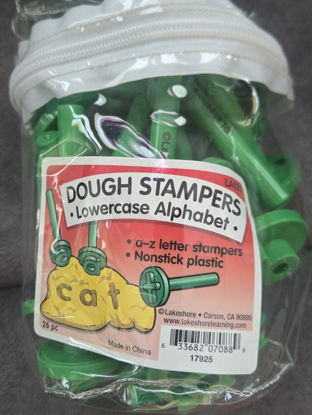 Lakeshore Green Lowercase Dough Stampers - Alphabet Set